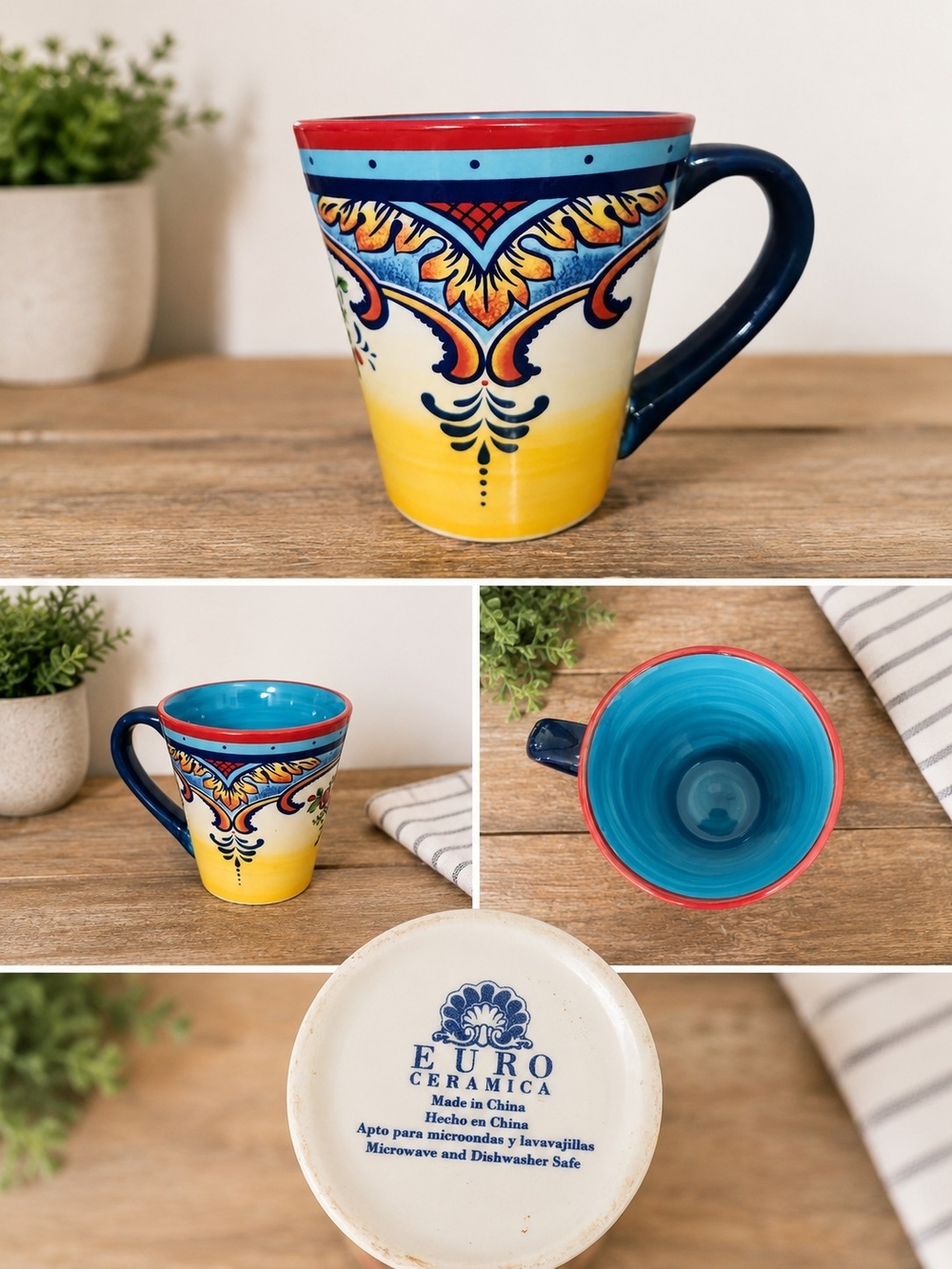 Yellow Blue Decorative Ceramic Mug
